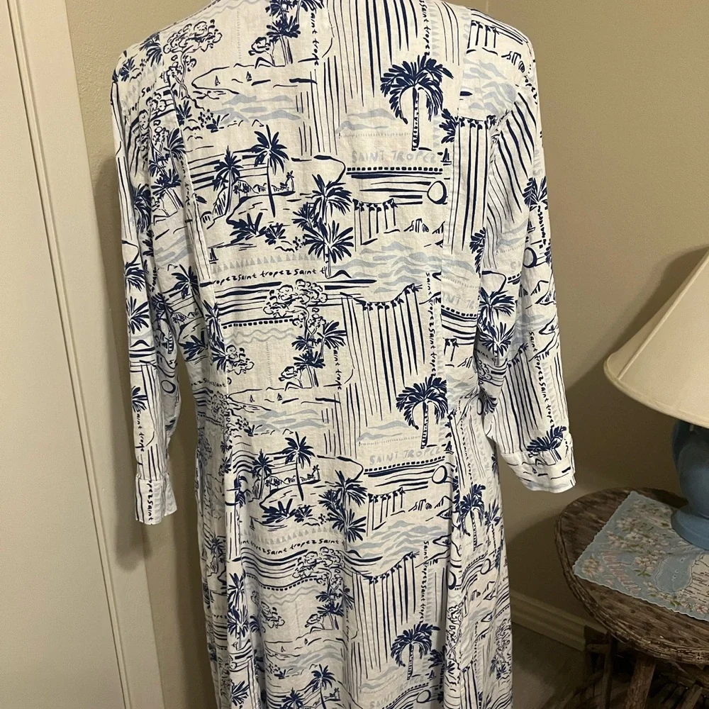 Calypso St. Barth Navy and White Floral dress - Picture 4 of 6